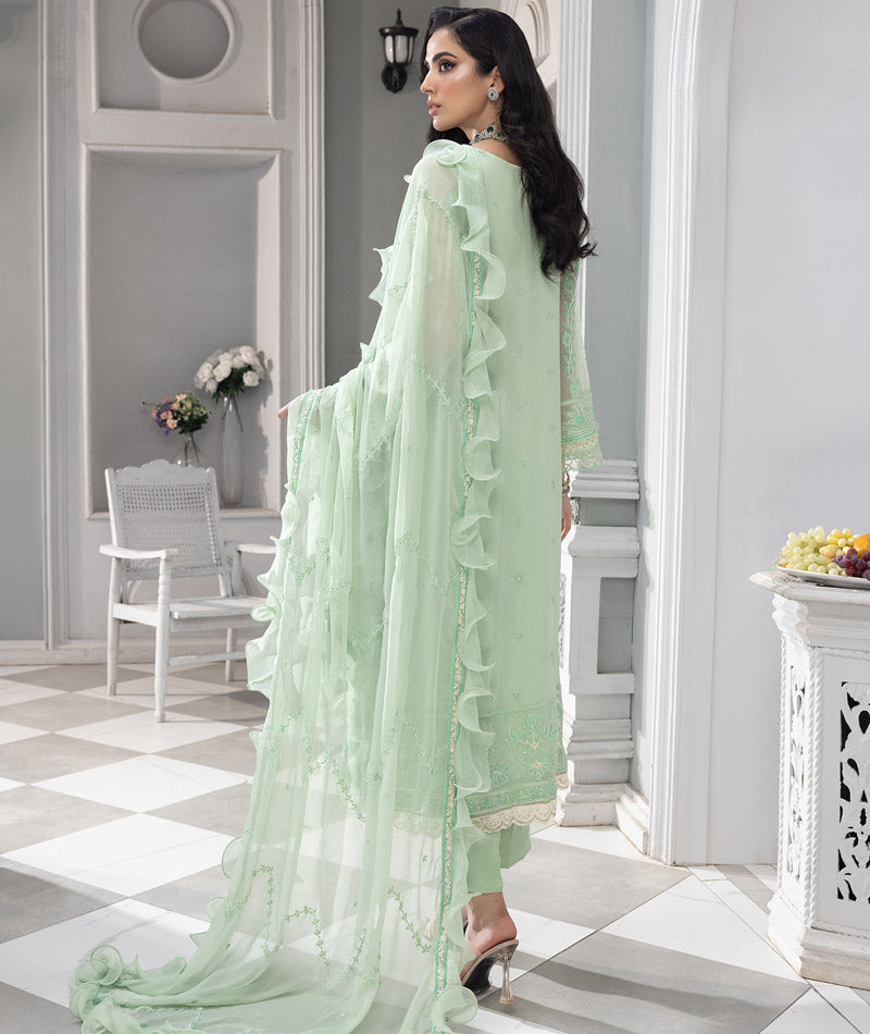 Mint Green – Embroidered Chiffon stitched 3Pc Suit